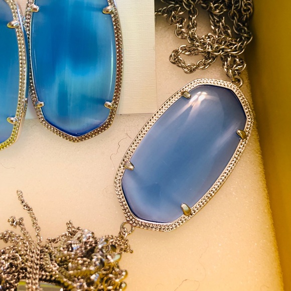 NWT SET RARE & Retired Kendra Scott Periwinkle Cats Rayne Danielle/Rayne Silver! - Picture 3 of 4